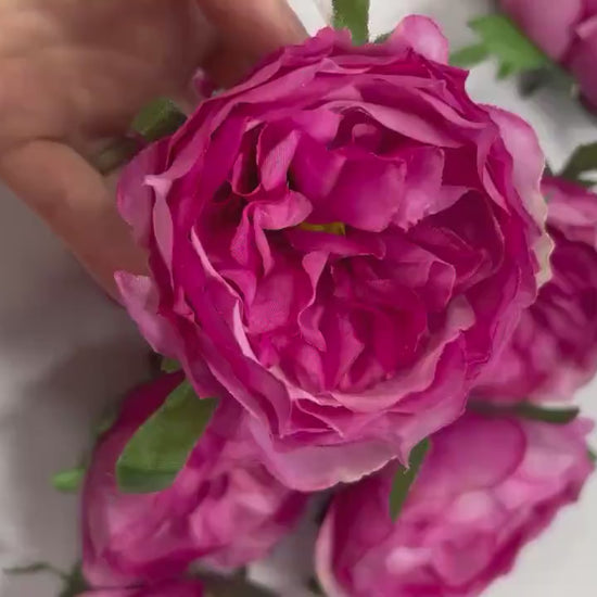 Pink Peony Artificial Flowers Head Rose Fuchsia Rose Cabbage Wedding Fake Roses Pink Home Decor Silk Decorative Wedding