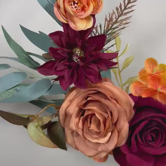 Wedding Hoop Terracotta Bridal Burnt Orange Hoop Burgundy Bridesmaids Ring Rust Wreath Flower Girl Cinnamon Fall Artificial Flower Handmade