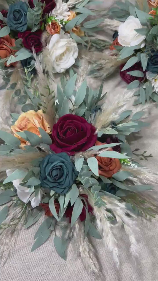 Dark Teal Centerpiece Wedding White Table Flower Ball Decoration Burgundy Teal Table Centerpiece Barrel Rust Whiskey Dark Teal Terracotta