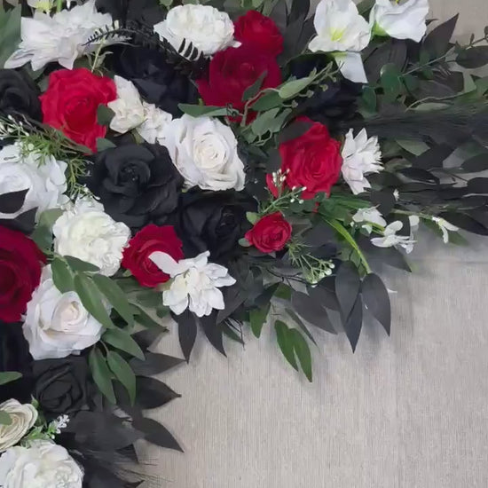 Black Red Arch Arrangement Wedding White Black Red Coner Arrangement Arch Gothic Black Arbor Arrangement Eucalyptus Artificial Flowers