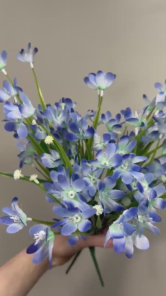 Blue Flowers 1 Bunch Artificial Wedding Blue Flower with Stems Light Blue Flowers Silk Artificial Blue Blossoms Flowers Wild Blue Delphinium