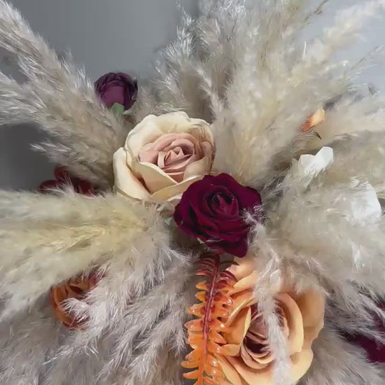 Orange Centerpiece Wedding White Table Flower Ball Decoration Burgundy Table Centerpiece Barrel Rust Whiskey Ivory Terracotta White