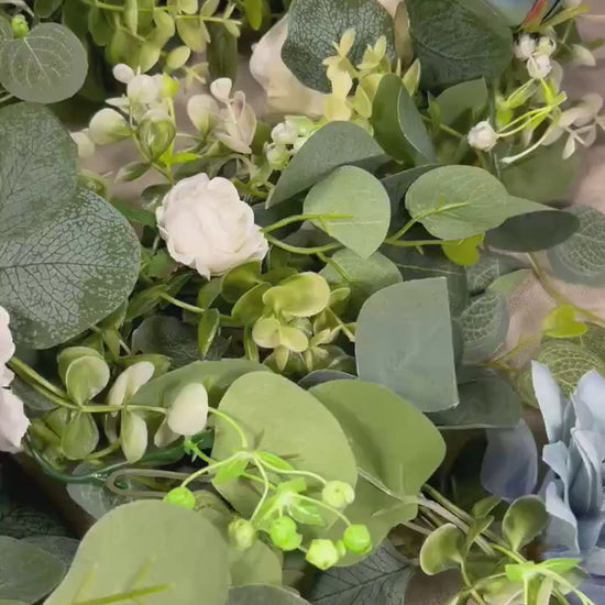 White Blue Garland Wedding Table Runner Aisle Arrangement Arch Dusty Blue Silver Dollar Eucalyptus Decoration Blue Table Runner Greenery