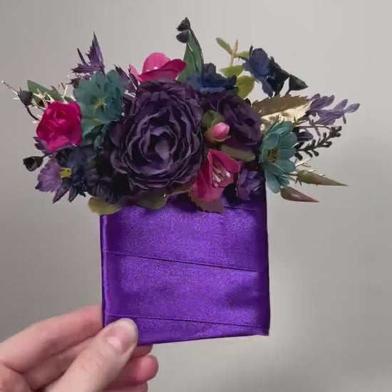Jewel Tone Pocket Boutonniere Wedding Purple Boutonnière Square Teal Groomsmen Pocket Boutonniere Plum Magenta Pocket Boutonnière Navy Blue