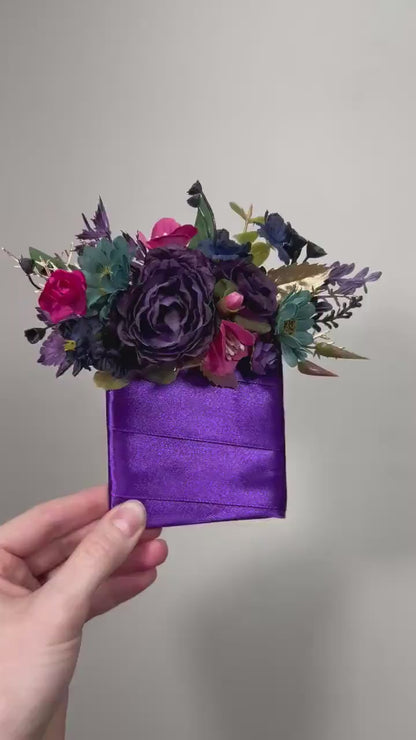 Jewel Tone Pocket Boutonniere Wedding Purple Boutonnière Square Teal Groomsmen Pocket Boutonniere Plum Magenta Pocket Boutonnière Navy Blue