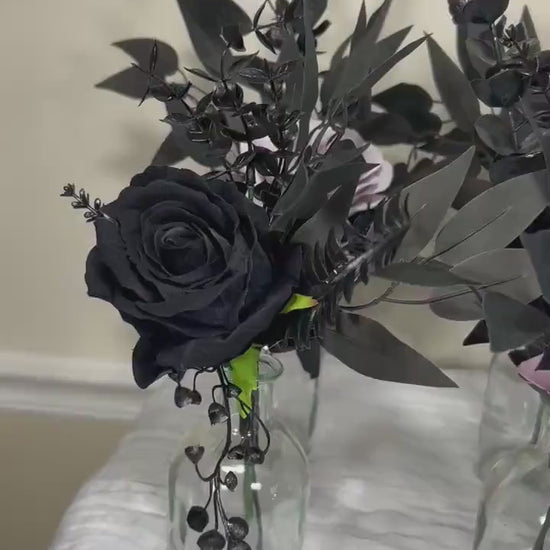 Centerpiece 1 Flower Black Purple for Bud Vase Wedding Centerpiece Black Table Decor Centerpiece Artificial Flower Table Dark Purple