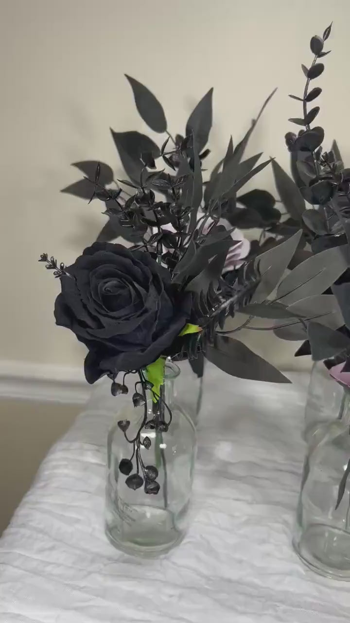 Centerpiece 1 Flower Black Purple for Bud Vase Wedding Centerpiece Black Table Decor Centerpiece Artificial Flower Table Dark Purple
