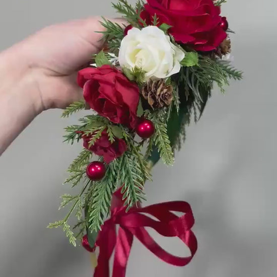 Wedding Flower Crown Red Christmas Crown Wedding Floral Headband Flower White Adult Crown Flower Girl Wreath Winter Hair Accessories