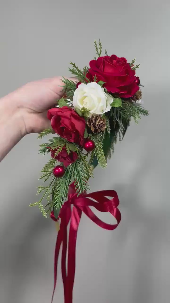 Wedding Flower Crown Red Christmas Crown Wedding Floral Headband Flower White Adult Crown Flower Girl Wreath Winter Hair Accessories