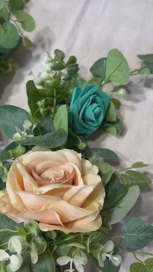 Orange Garland Wedding Teal Terracotta Garland Turquoise Burnt Orange Silver Dollar Eucalyptus Turquoise Decoration Table Runner Greenery