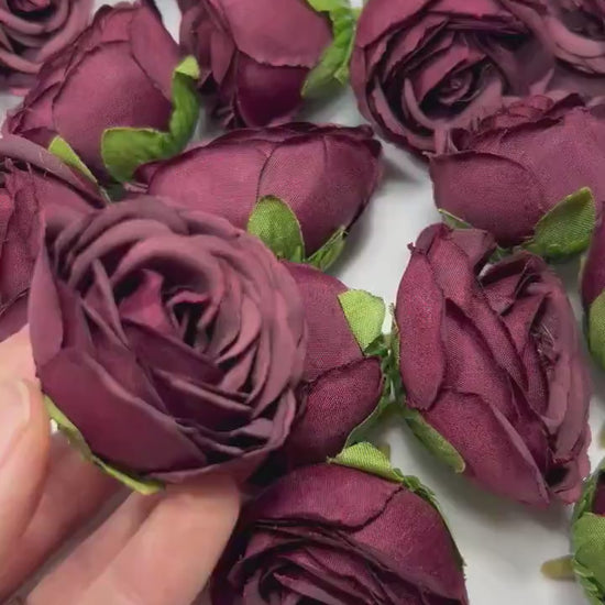 Burgundy Flower Head 1.5 inch Wedding Burgundy Flower Heads Rose Burgundy Wedding Craft Supplies Burgundy Artificial Rose Head Burgundy