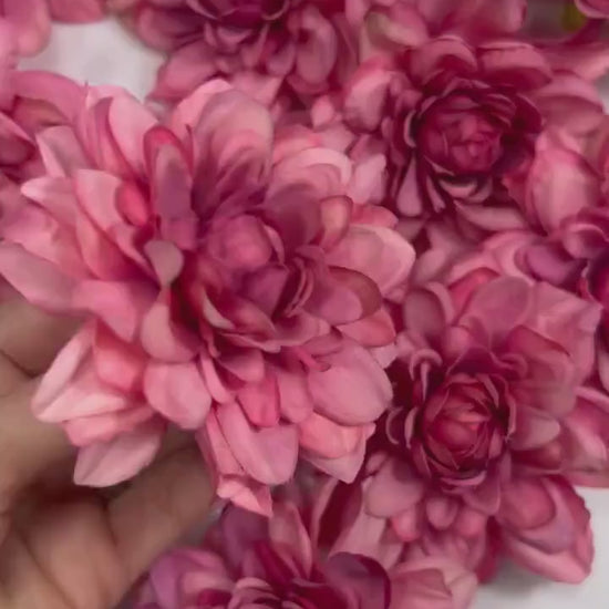 Hot Pink Flower Heads Wedding Fushia Artificial Flower Hot Pink Dahlia Flower Pink Head Craft Supplies Wedding Deep Pink Flower Heads Dahlia