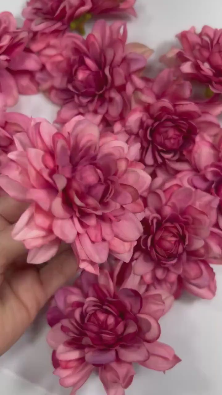 Hot Pink Flower Heads Wedding Fushia Artificial Flower Hot Pink Dahlia Flower Pink Head Craft Supplies Wedding Deep Pink Flower Heads Dahlia