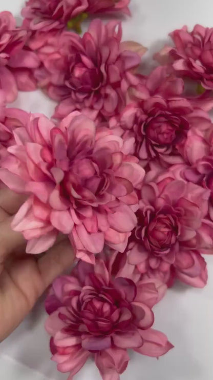 Hot Pink Flower Heads Wedding Fushia Artificial Flower Hot Pink Dahlia Flower Pink Head Craft Supplies Wedding Deep Pink Flower Heads Dahlia