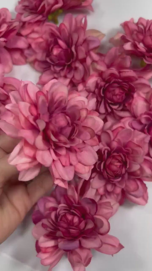 Hot Pink Flower Heads Wedding Fushia Artificial Flower Hot Pink Dahlia Flower Pink Head Craft Supplies Wedding Deep Pink Flower Heads Dahlia