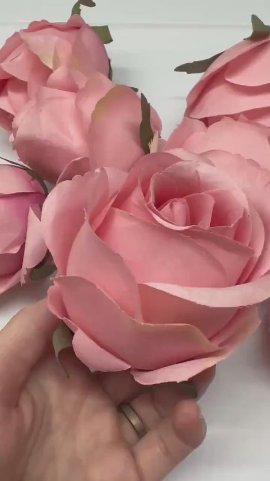 Pink Rose Peach Flower Coral Rose Head Wedding Pink Head Dusty Rose Wedding Roses Pink Home Decor Silk DIY Wedding Supplies Craft Pink Rose