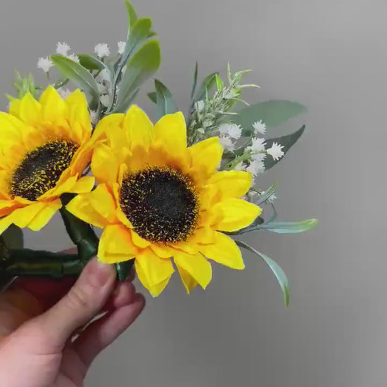 Sunflower Boutonniere Groom Boutonnières Sundlower Groomsmen Yellow Sunflower  Boutonnière Groom Fall Sunflower Artificial Flowers