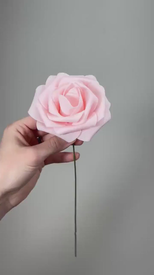 Pink Flower Artificial Wedding DIY Craft Supplies Pink Roses Wedding Baby Pink Flower Head with Stem Fake Flowers Blush Pink Soft Roses