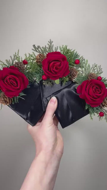 Pocket Boutonniere Christmas Red Wedding Groom Red Pocket Boutonnières Groomsmen Square Boutonnière Pocket Red Winter Pine Cone Christmas