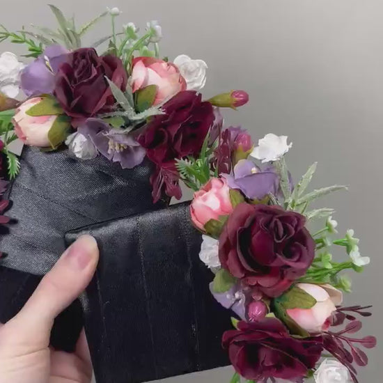 Burgundy Pocket Boutonniere Wedding Purple Groom White Lilac Boutonnières Groomsmen Square Boutonnière Pocket Burgundy Artificial Flower