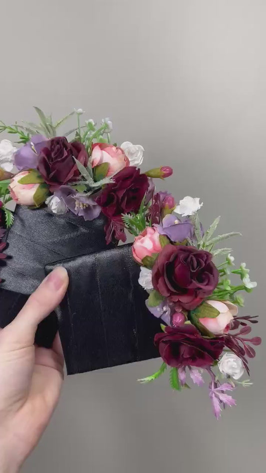 Burgundy Pocket Boutonniere Wedding Purple Groom White Lilac Boutonnières Groomsmen Square Boutonnière Pocket Burgundy Artificial Flower