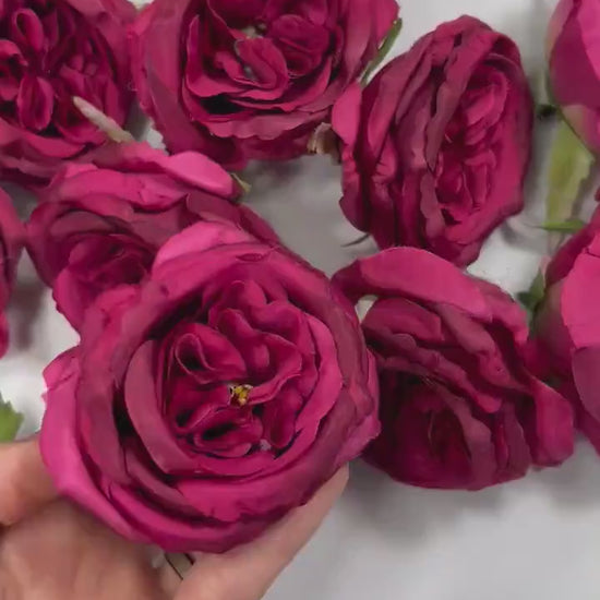 Magenta Flower Head Wedding Fushia Artificial Flower Hot Pink Peony Flower Magenta Head Craft Supplies Wedding Dark Pink Flower Head Peony