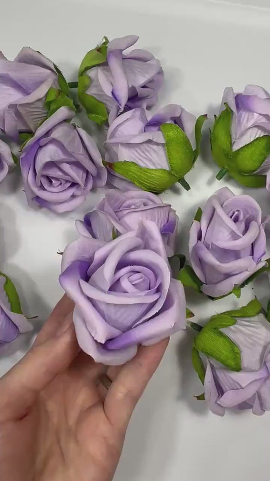 Purple Flower Heads 2“ Wedding Violet Flower Heads Rose Artificial Purple Wedding Craft Supplies Lavender Silk Rose Heads Lilac Flowers