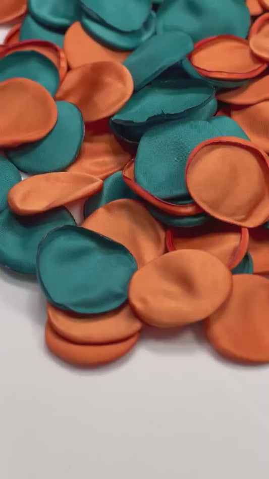 Teal Terracotta Petals Wedding Decor Peacock Petals Dark Teal Rust Wedding Aisle Decor Flower Petals Teal Blue Burn Orange Confetti