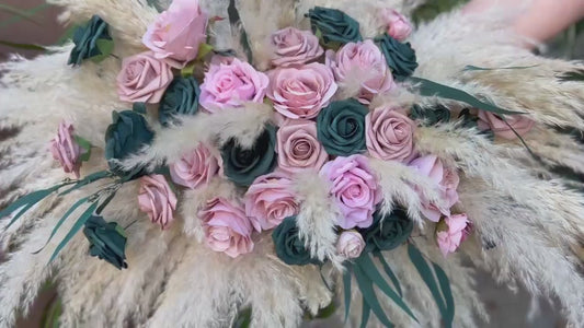 Dusty Rose Teal Arch Arrangements Wedding Dark Teal Boho Arbor Arrangements Aisle Dusty Rose Dark Teal Wedding Pampas Grass Backdrop Flowers
