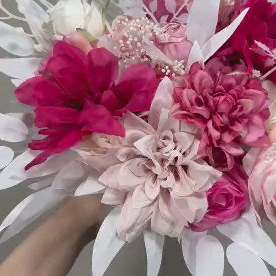 Hot Pink Bouquet Bridal Pink Bouquet Fuchsia Viva Magenta Bridesmaids Bouquet White Pink Barbie Bouquet Artificial Flower