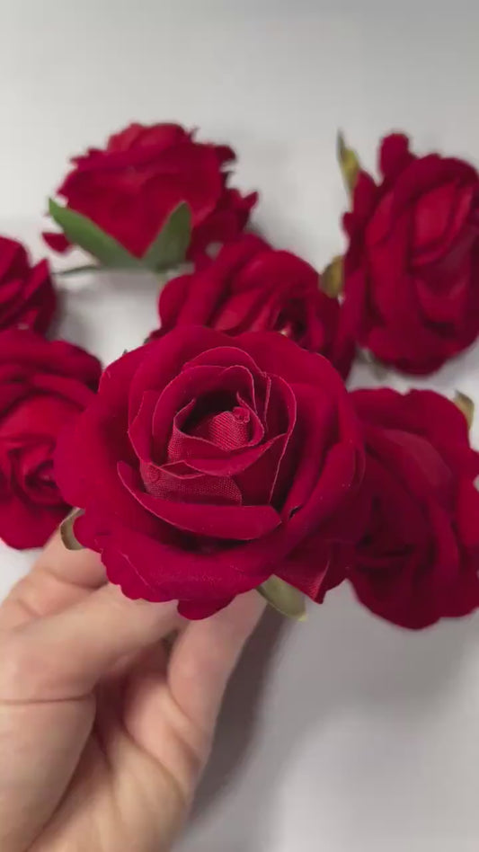 Red Rose Head 2 inch Wedding Decor Velvet Dark Red Rose Christmas Red Small Rose Wedding DIY Craft Supplies Red Rose Head Home Decor