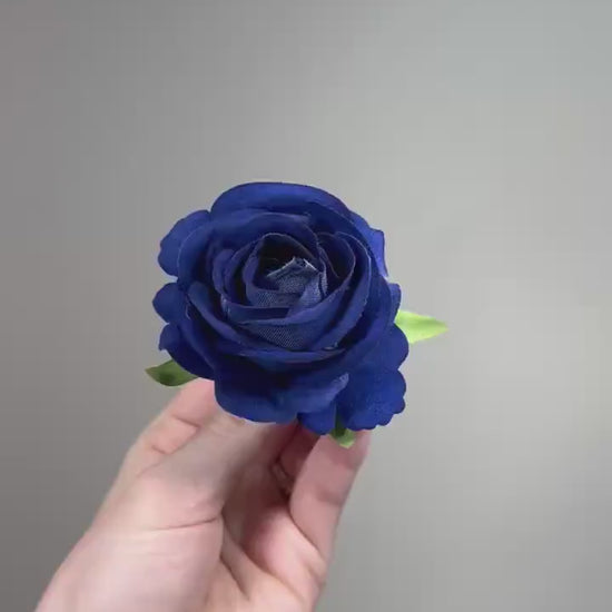 Navy Blue Rose 2.5” Small Artificial Dark Blue Flower Head Royal Blue DIY Bouquet Supplies Craft Wedding Midnight Blue Silk Flowers