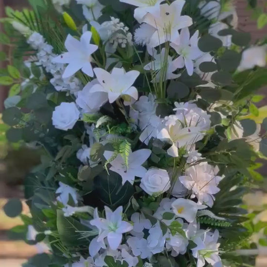 Set of 2 Wedding Aisle Marker Flower Floor Arrangement Barrel Décor Ground Arch Wedding White Lilies Décor