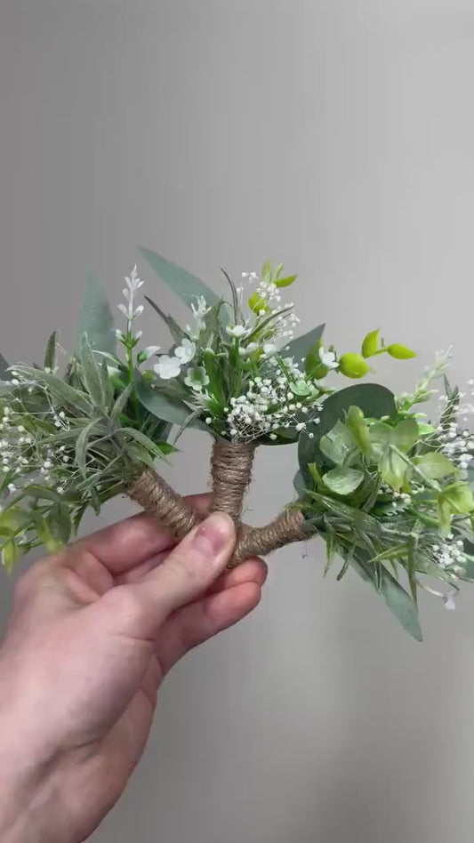 Greenery Boutonniere Wedding Groom Eucalyptus Boutonniere Buttonhole Greenery Boutonniere Baby Breath Eucalyptus Groomsmen Prom Boutonnere