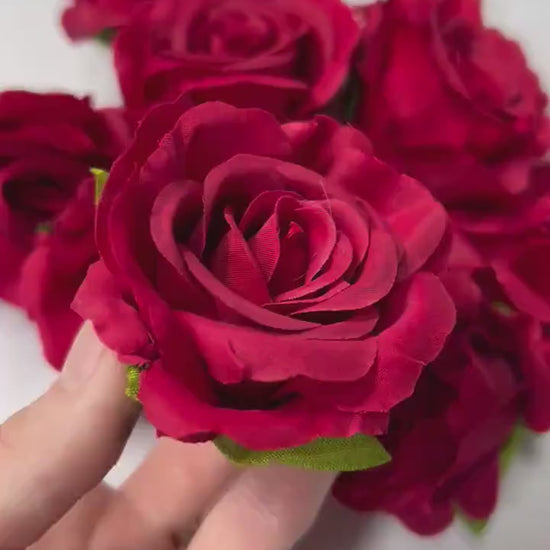 Red Rose Head 2 inch Wedding Decor Dark Red Rose Christmas Red Small Rose Wedding DIY Craft Supplies Red Rose Head Home Decor