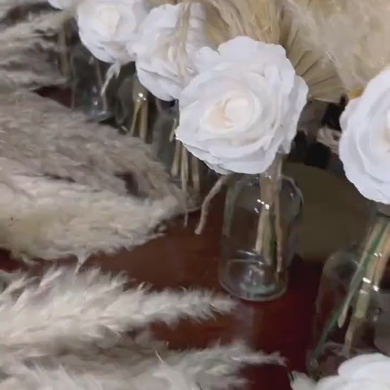 Wedding Centerpiece White Boho Table Decor Centerpiece Palms Leaf Pampas Grass Table Centerpiece Flower for Vases Bud Artificial Flower