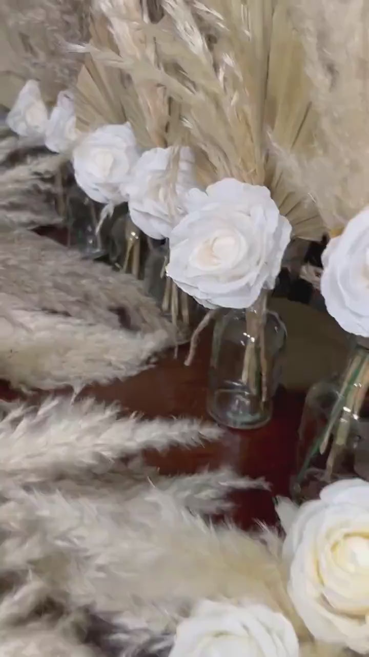 Wedding Centerpiece White Boho Table Decor Centerpiece Palms Leaf Pampas Grass Table Centerpiece Flower for Vases Bud Artificial Flower