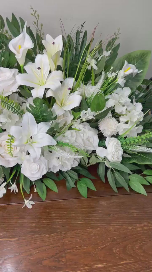 White Centerpiece Wedding Lily Table Centerpiece Floor Arch Free Standing Arrangement White Table Floor Decor White Altar Arrangement