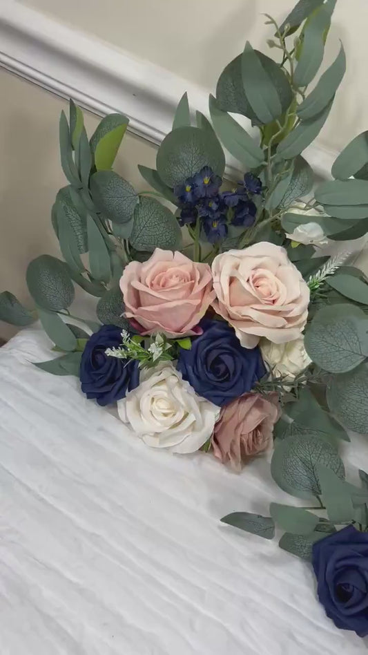 Set of 2 Wedding Aisle Marker Flower Floor Arrangement Whiskey Barrel Décor Pink White Dusty Rose Navy Blue Ground Arch Reddit