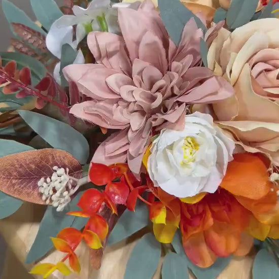 Wedding Centerpiece Terracotta Boho Table Decor Anemone White Centerpiece Burnt Orange Table Centerpiece Eucalyptus Artificial Flower