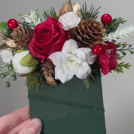 Christmas Pocket Boutonniere Wedding White Christmas Boutonnière Square Red Groom Gold Boutonniere Pocket Red White Pine Cone Boutonniere