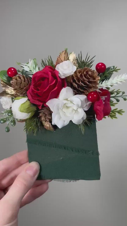 Christmas Pocket Boutonniere Wedding White Christmas Boutonnière Square Red Groom Gold Boutonniere Pocket Red White Pine Cone Boutonniere