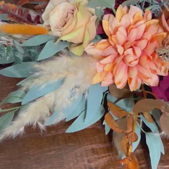 Wedding Centerpiece Terracotta Boho Table Decor Sweetheart Burnt Orange Burgundy Table Centerpiece Pampas Grass Artificial Flower