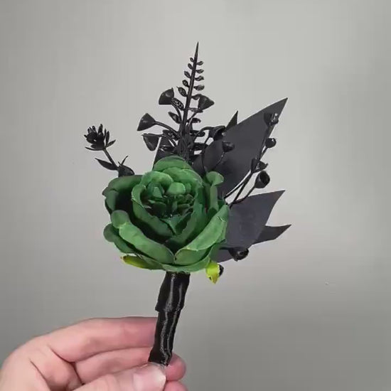 Green Boutonniere Wedding Groom Black Boutonnières Hinter Green Groomsmen Gothic Artificial Flowers Boutonnière Green Halloween Boutonniere