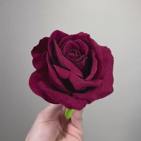 Burgundy Rose Head 3.5” Wedding Artificial Wine Flower Head Heads Burgundy Craft Supplies Wedding Maroon Rose Head Home Decor Burgundy