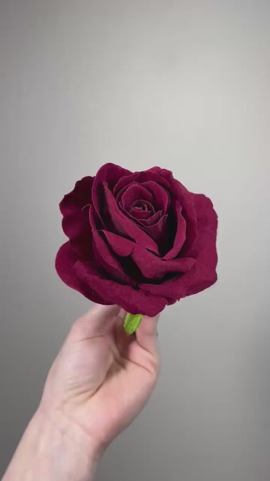 Burgundy Rose Head 3.5” Wedding Artificial Wine Flower Head Heads Burgundy Craft Supplies Wedding Maroon Rose Head Home Decor Burgundy