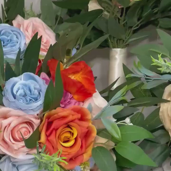 Wedding Bouquet Wild Flower Summer Pink Bridal White Spring Bouquet Pink Blush Blue Bridesmaids Bouquet Blue Wild Flower Artificial