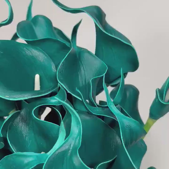 Dark Teal Calla Lily Artiticial Peacock Blue Green Flowers with Stems Calla Lilies Teal Real Touch Wedding Teal Calla Lily Craft Supplies