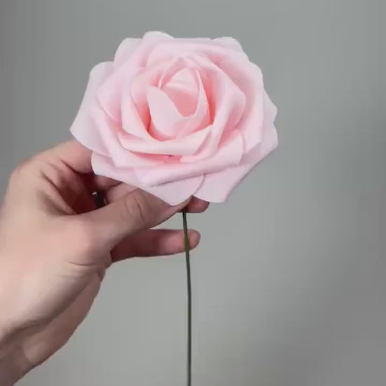 Pink Flower Artificial Wedding DIY Craft Supplies Pink Roses Wedding Baby Pink Flower Head with Stem Fake Flowers Blush Pink Soft Roses
