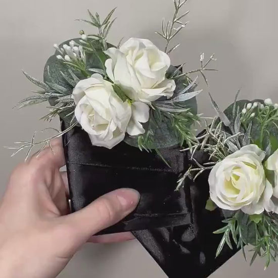 Wedding Pocket Boutonniere White Groom Boutonnière Square Groomsmen Wedding Ivory Rustic Decor Artificial Flowers White Boutonnière Pocket